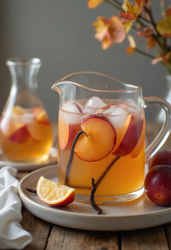 Cidre aux prunes et à la vanille servi