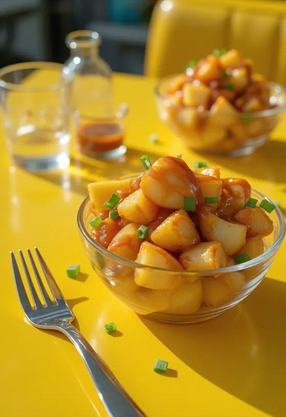 Salade de pommes de terre BBQ moutarde avec oignons rouges