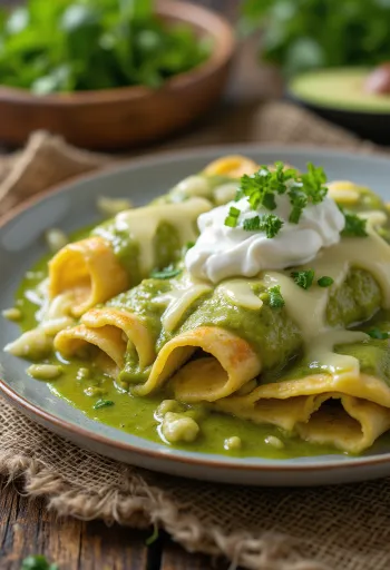 Enchiladas verdes servies