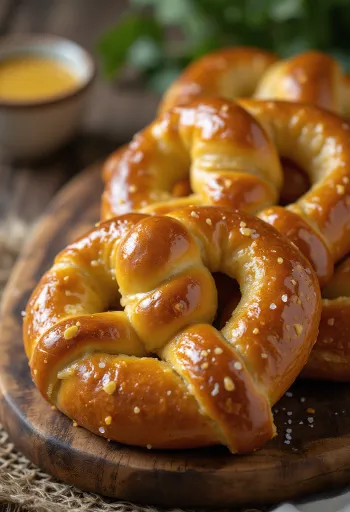 Bretzel au miel et à la moutarde fraîchement cuit
