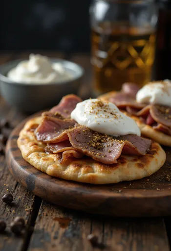 Piadina à l'agneau rôti et au yaourt épicé servie