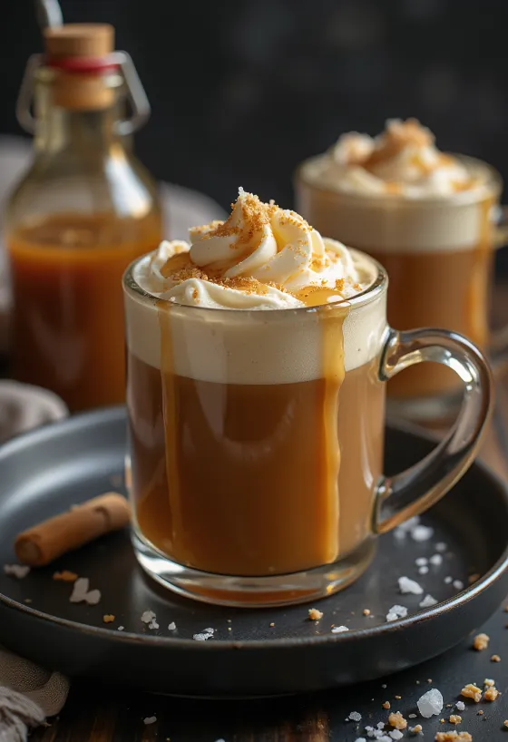 Cidre au caramel beurre salé servi dans un verre