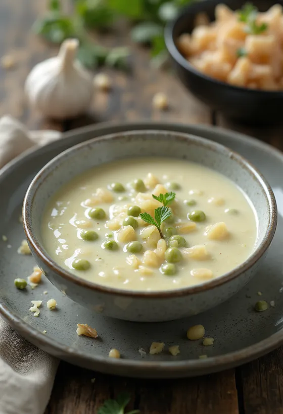 Sauce au poivre vert et à l'ail servie.