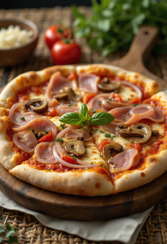 Pizza alla Contadina au jambon cuit et légumes frais