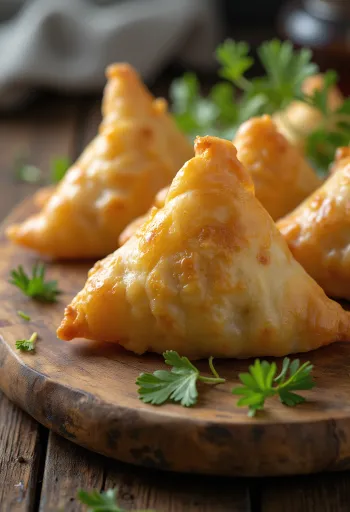 Sambusa à la pâte feuilletée, servi frais