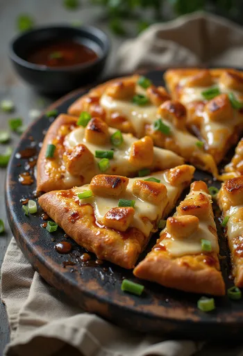 Teriyaki chicken pizza au poulet grillé et graines de sésame