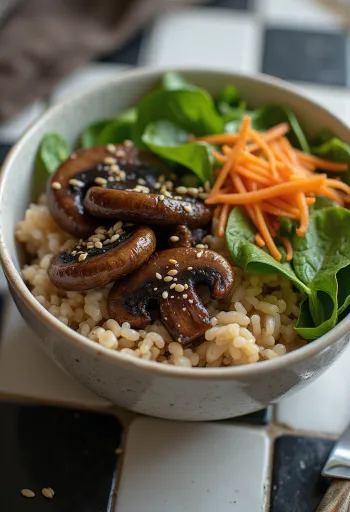 Buddha Bowl aux champignons servi