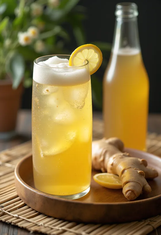 Ginger beer servie avec du citron et de la glace