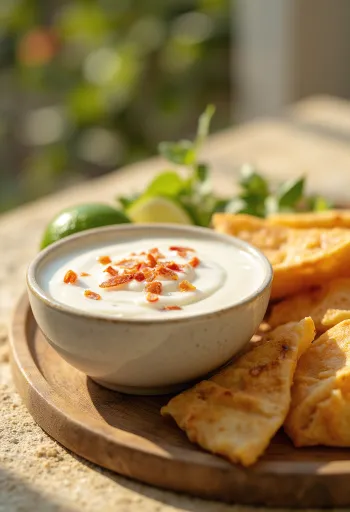 Sauce au lait de coco et citron vert servie