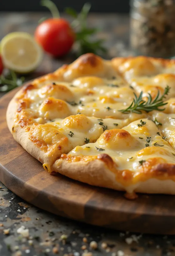 Pizza Bianca con Parmigiano au parmesan et mozzarella