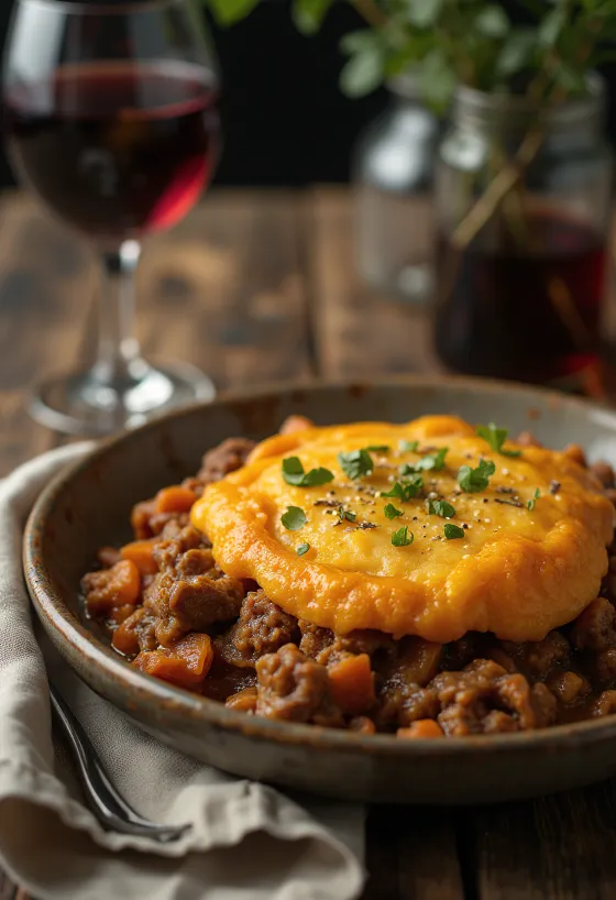 Shepherd’s pie à l'agneau et patate douce, gratiné