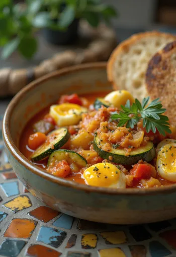 Ragoût de légumes avec sauce paprika juteuse et parsemé d'herbes fraîches