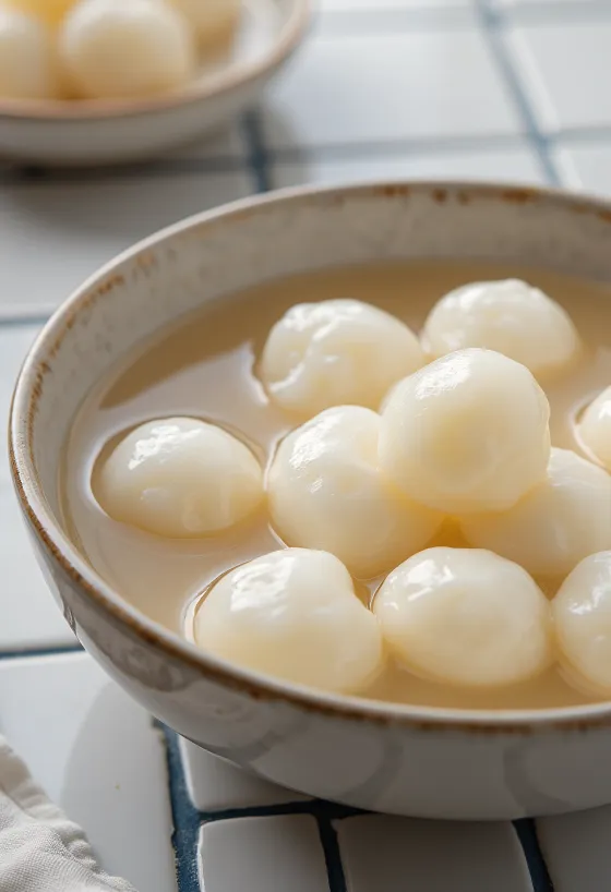 Tangyuan à la purée de jujube, douceur chinoise avec boulettes de farine de riz et purée de jujube