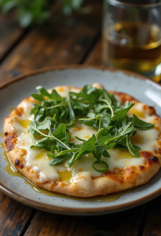 Pizza Bianca con Rucola avec roquette et fromage