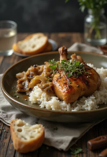 Canard rôti servi avec riz et chou braisé