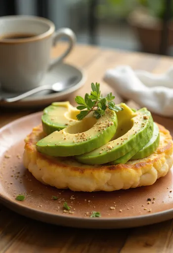 Crumpet à l'avocat, petits pains dorés et moelleux