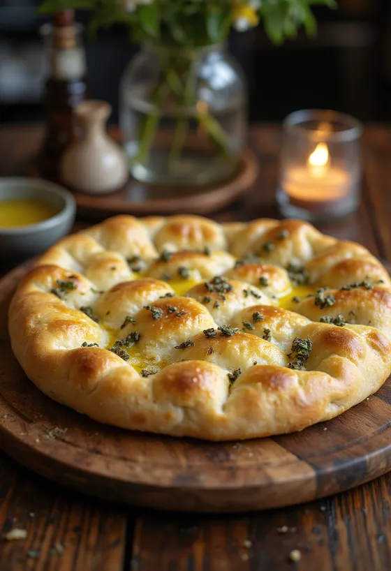Focaccia keto à la farine d'amande servie
