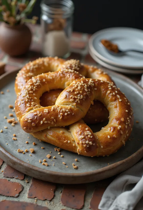 Bretzel au pain d'épices servi