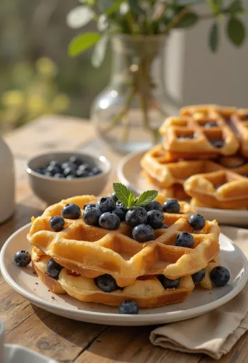 Gaufre snack au chocolat et myrtilles