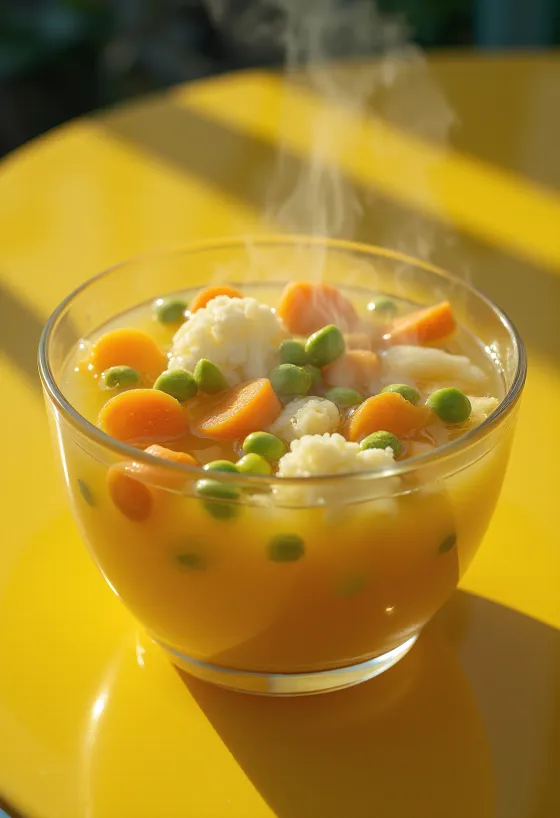 Soupe de légumes fraîche servie avec carottes, céleri et persil