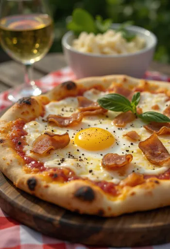Pizza Carbonara au guanciale et œuf