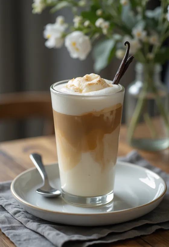 Latte à la vanille fraîchement servi