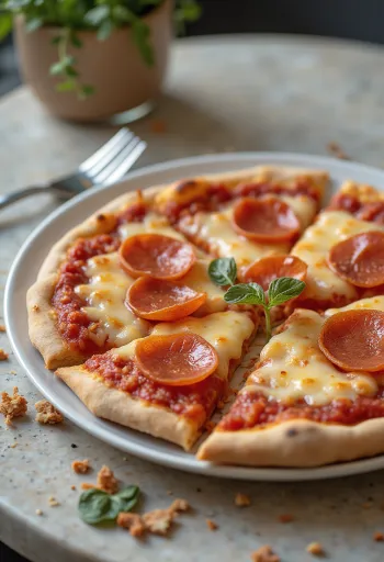Pizza pepperoni végane au fromage et saucisse végétale