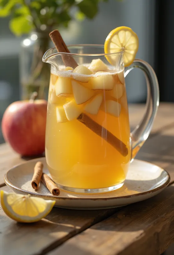 Jus de pomme à la cannelle servi en verre