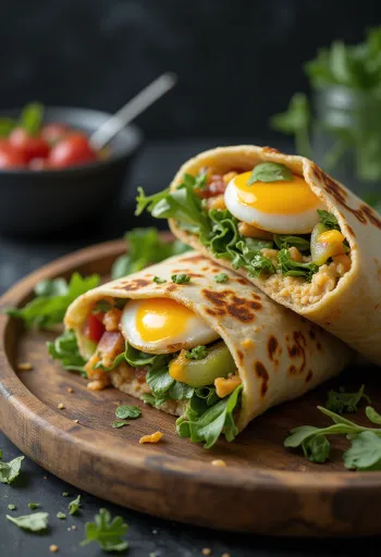 Wrap à l'aubergine grillée aux légumes frais et houmous