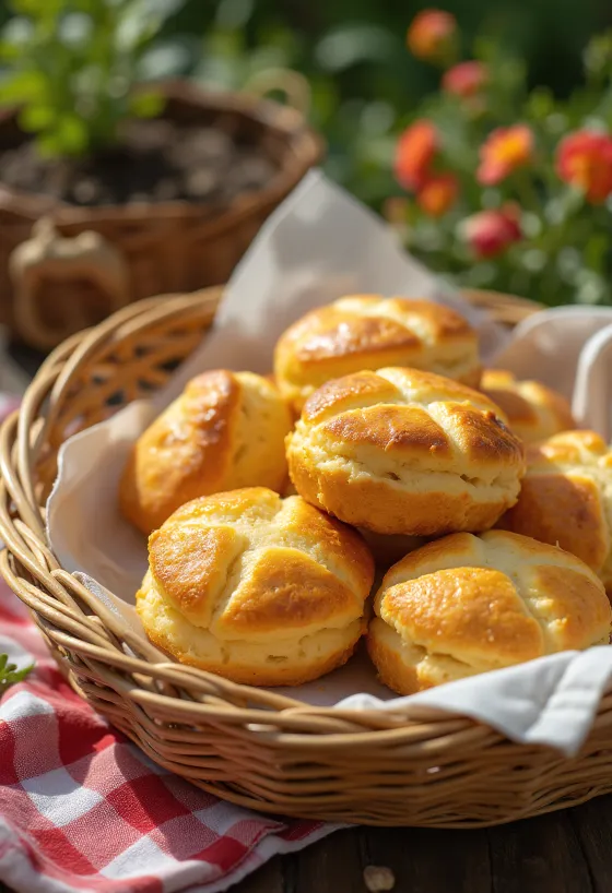 Pogácsa aux pommes de terre dorés au four, croustillants sur le dessus