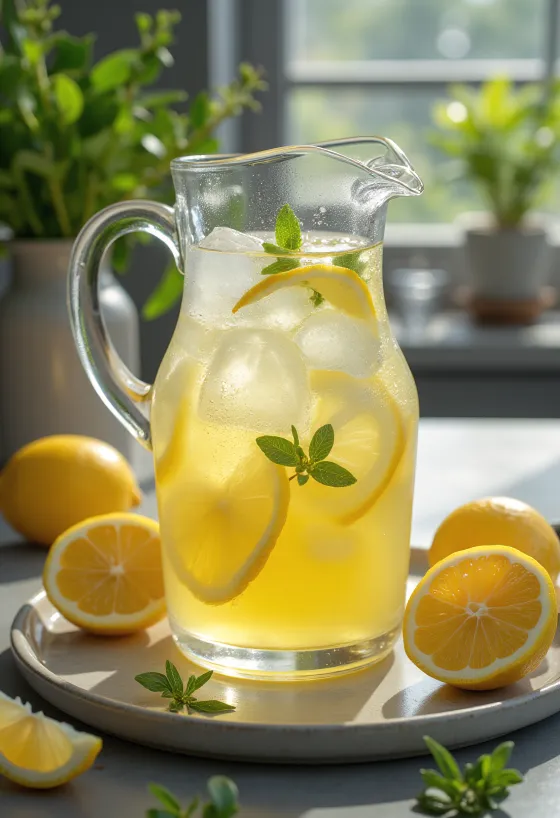 Limonade à la menthe avec citron frais et glace