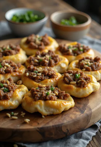 Sfiha servie avec persil frais et salade