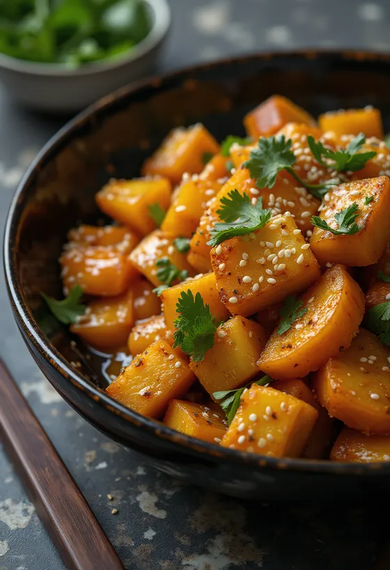 Wok de potiron et tofu au curry