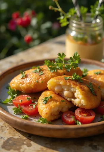 Acarajé et sa vinaigrette, décoré de coriandre fraîche