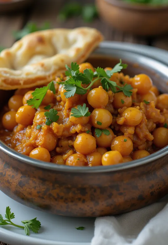 Ghugni mijoté aux pois chiches, coriandre fraîche