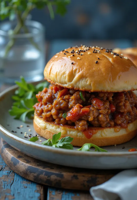 Sandwich Sloppy Joe pimenté avec garniture riche