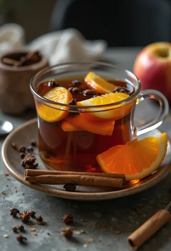 Thé orange-pomme servi en verre
