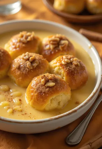 Aranygaluska à la crème anglaise servi