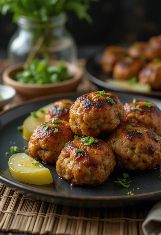 Frikadeller servies avec pommes de terre vapeur et salade de chou