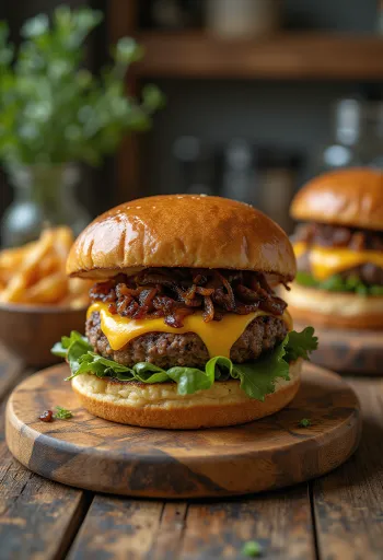 Hamburger au Pepper Jack avec steak juteux et fromage Pepper Jack fondu