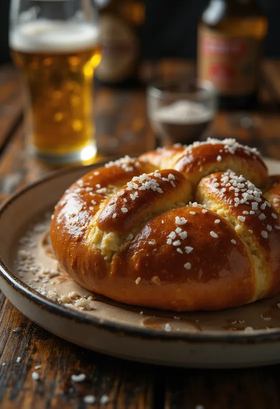 Bun bretzel fraîchement cuit