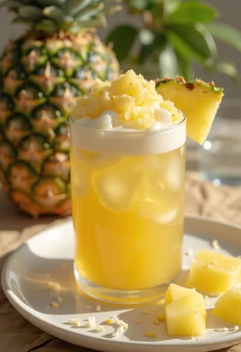 Cidre ananas-coco servi en verre