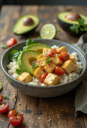 Salade de quinoa au tofu, avocat et citron vert