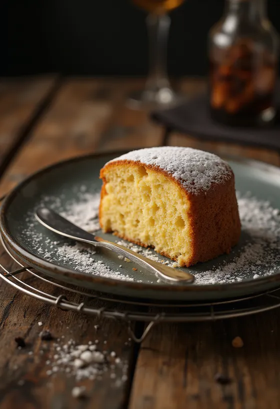 Gâteau au beurre noisette servi en tranche