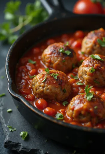 Boulettes de viande servies dans une sauce tomate