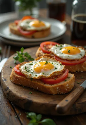 Pa amb tomàquet i ou ferrat, pain grillé, tomate et œuf au plat