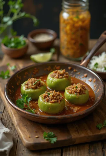Tinda Bharwan, légumes farcis aux épices et au soja