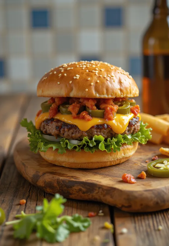 Burger ardent chipotle servi