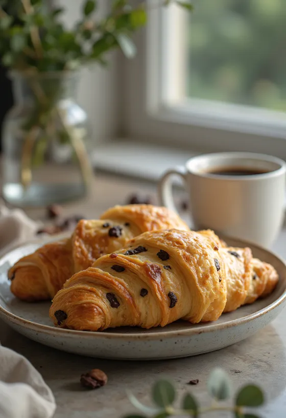 Croissants sans sucre servis