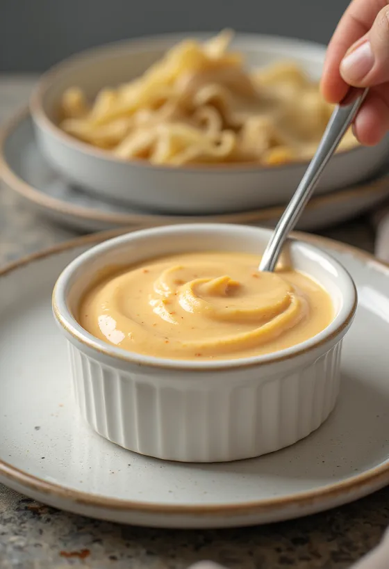 Sauce moutarde crémeuse au paprika fumé servie